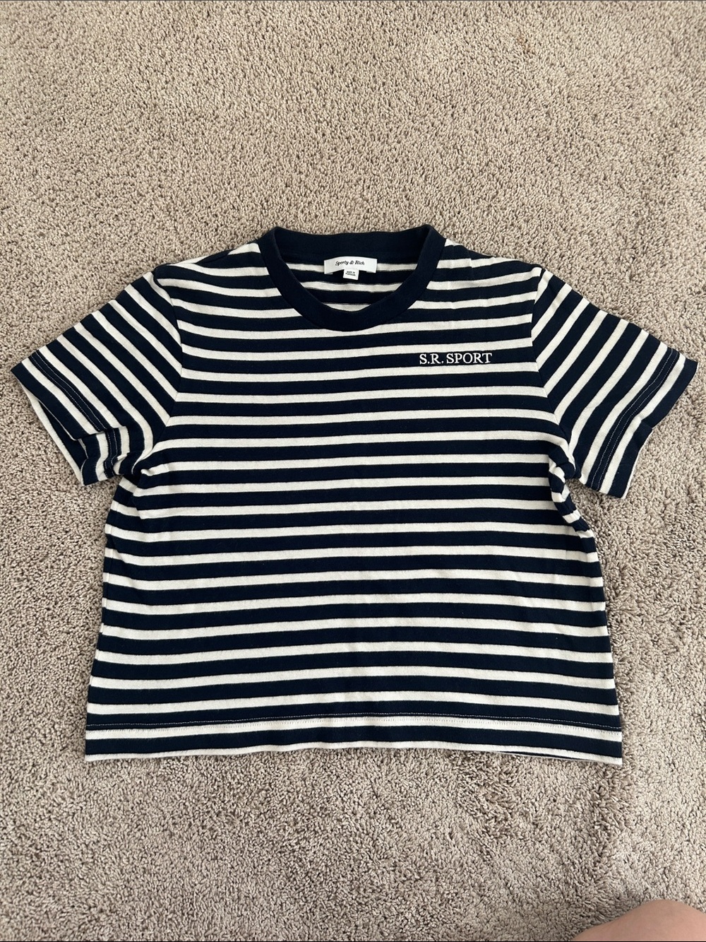 Sporty & Rich Navy and White Striped Kids Tee